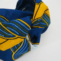 ヘアターバン (結び) ☆ アフリカ 編み模様 ブルー 2枚目の画像