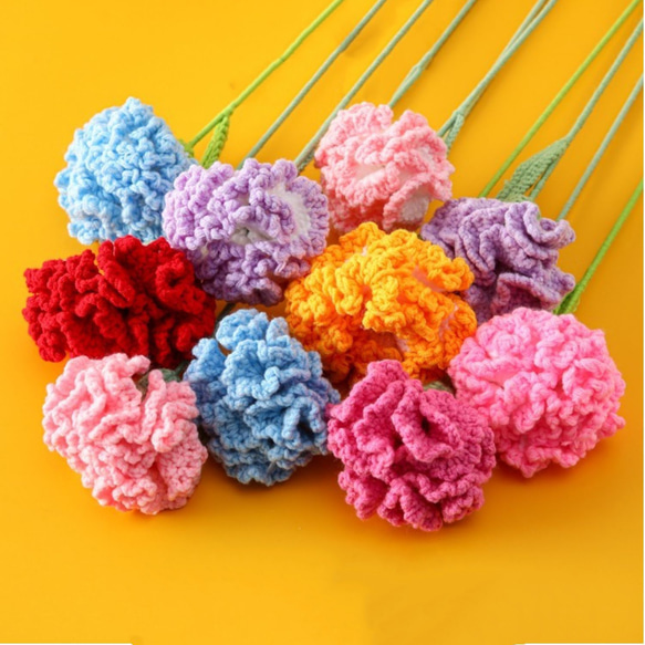 彼女のためのハンドメイドのかぎ針編みの花のカーネーションの家の装飾