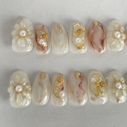 現品販売1 フラワーネイル NO.1 ぷくぷくフラワーネイル ニュアンス