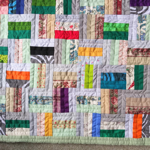 思い出の布 (レールフェンスのパッチワークキルト) その他インテリア