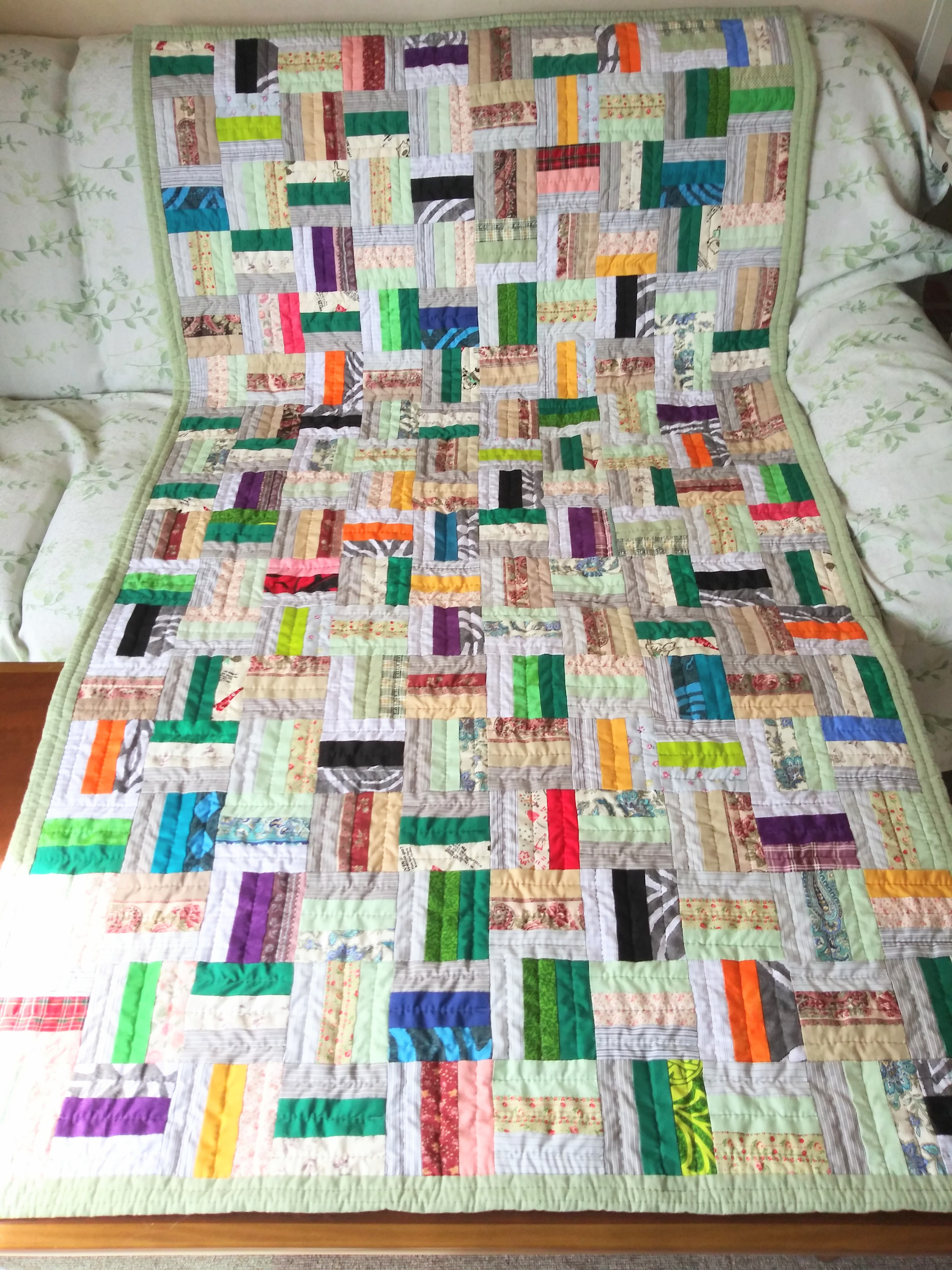 思い出の布 (レールフェンスのパッチワークキルト) その他インテリア