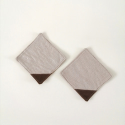 洗える帆布の四角いコースター　リネン 1枚目の画像