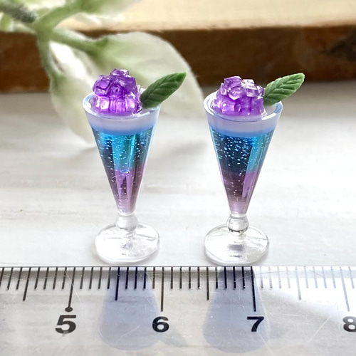 81 ＊キラキラ紫陽花カクテル 2個セット＊ ミニチュア ドリンク