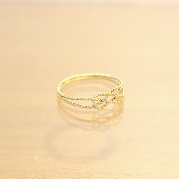 14kgf＊あわじ結び＊リング＊細＊【金】Awaji knot gold ring 2枚目の画像