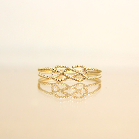 14kgf＊あわじ結び＊リング＊細＊【金】Awaji knot gold ring 1枚目の画像