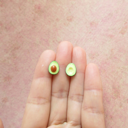 酪梨 牛油果 耳環一對 - 黏土食物 - 不銹鋼耳釘 第3張的照片