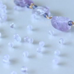 再販【選べるビーズ】水面にうつる紫の花 〜 ラベンダーアメジストラフロック【14KGF】2月誕生石 12枚目の画像
