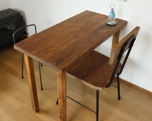 カウンターテーブル 木製天板 黒 アカシア材ダメージウッド柄仕上げ天板のカウンターテーブル CT