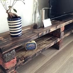 オーダーハンドメイド ブルックリン調テレビボード棚付き 高級ワックス