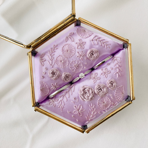 刺繍リングピロー No.053 すみれパープル リングピロー ネルネルテルネ 