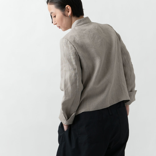 HAND ROOM WOMENS スタンドカラージャケット 在庫限り】リネン スタンドカラージャケット 生成り HANDROOM WOMEN'S