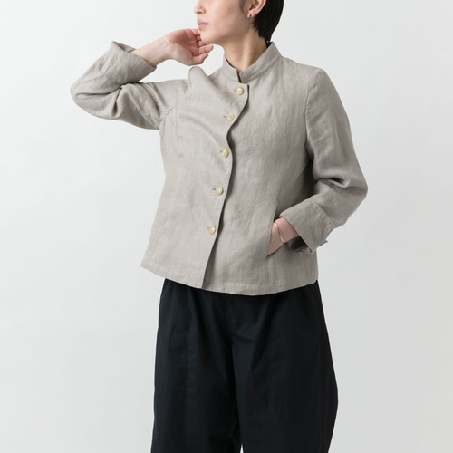 GIEDRIUS リネンスタンドカラージャケット GIEDRIUS リネンスタンドカラージャケット レディース