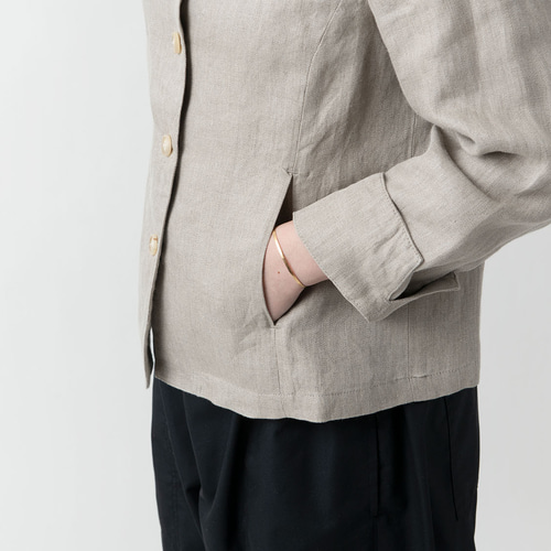 在庫限り】リネン スタンドカラージャケット 生成り HANDROOM WOMEN'S