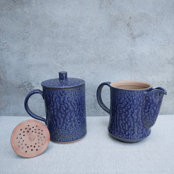 滴滴咖啡陶壺-藍色伊羅保 咖啡壺 陶壺 文創 生活陶 濾滴咖啡壺 第3張的照片