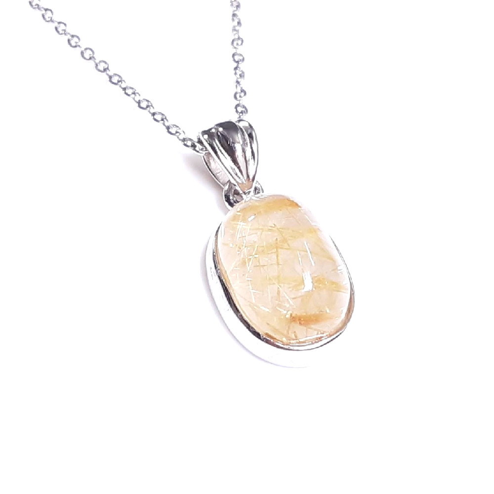 【無数に光り輝くタイチンルチルがカッコイイ】現品一点物 ゴールド タイチンルチル クォーツ ペンダント トップ ルース