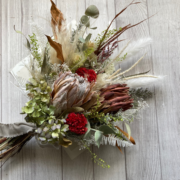 ドライフラワーリース スワッグ フラワーリース プロテア ハンドメイド