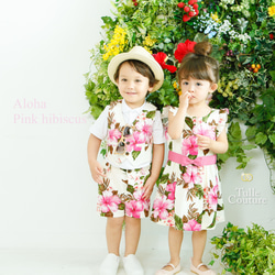 【童裝】阿羅哈圖案粉色芙蓉70、80、90、100、110、120cm 第6張的照片