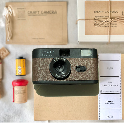 ダークブラウン】フィルムカメラセット・クラフトカメラ その他アート