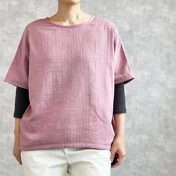 ダブルガーゼ半袖Tシャツ。ピンク。【受注製作】 1枚目の画像