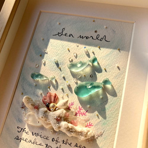 海の世界 シーグラス/天然石 /フレームアート/ 北欧雑貨 海の世界 シーグラス/天然石 /フレームアート/ 北欧雑貨