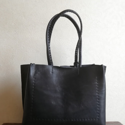 ざっくりtote　ブラック　オイルワックスレザー 9枚目の画像