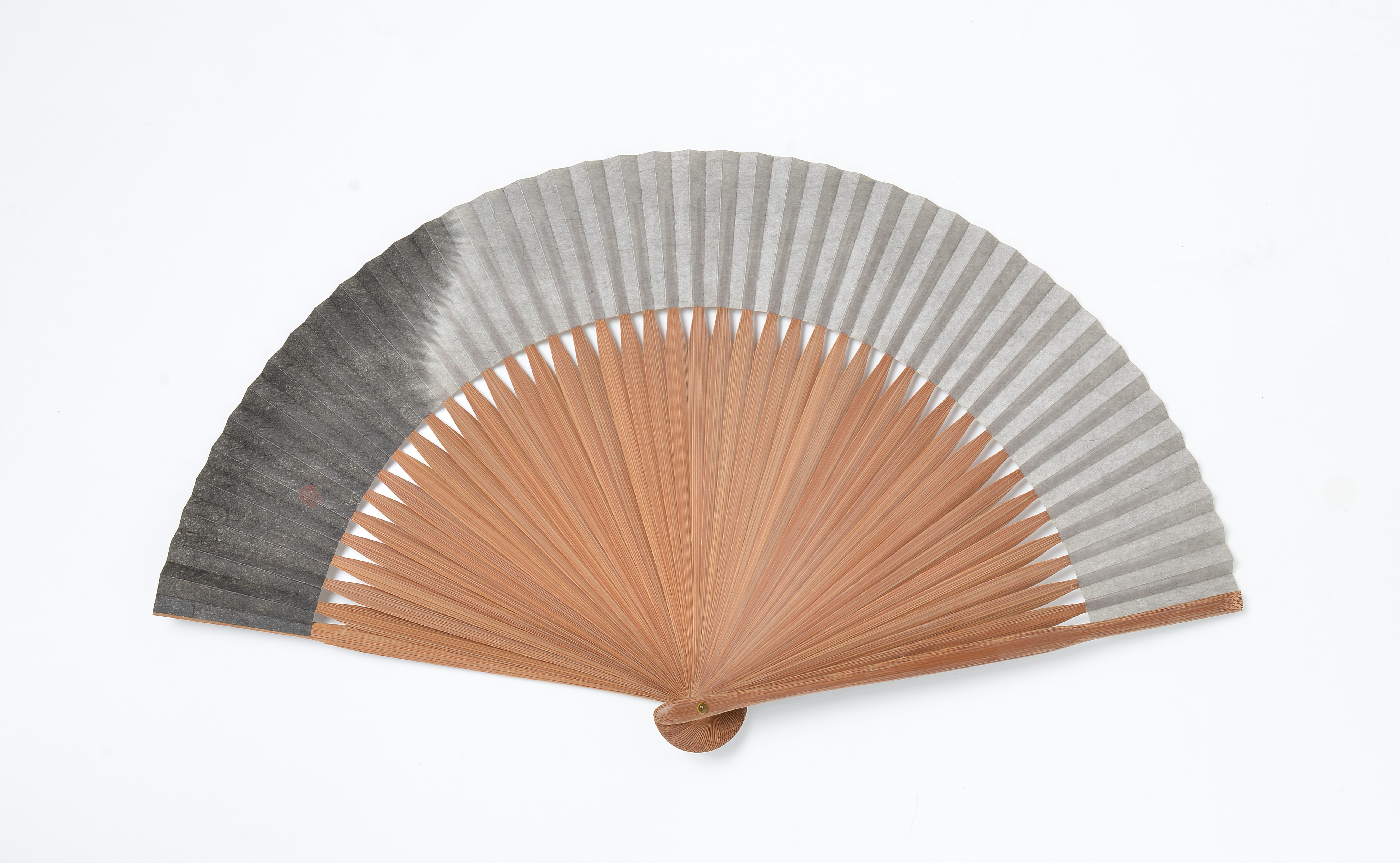 草木染扇子　絞り　栗