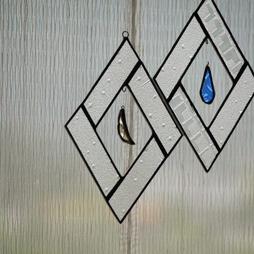 ステンドグラス ひし形オーナメント しずく その他インテリア