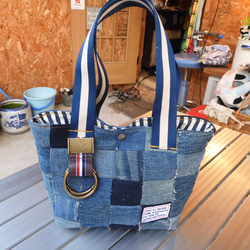 ★☆デニムリメイク☆★パッチワークミニトートバッグ❥ハンドメイド❥ 4091e28bd146ab865a806ed20d5fca