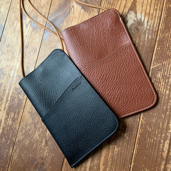 シンプルな本革スマホポシェット　スマホショルダー 9枚目の画像
