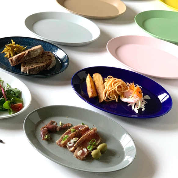 オーバル リムプラター 楕円 パスタ皿 サラダ皿 ケーキ皿 23.5cm 10color 日本製 /r151 4枚目の画像