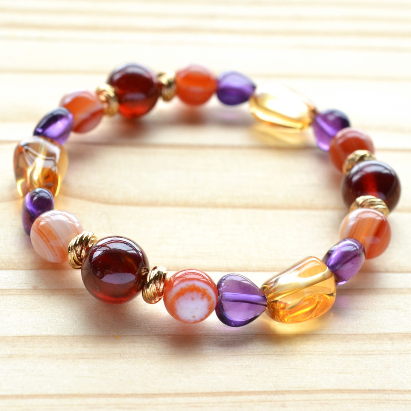 ガーネットとサードアイ、アメジストのブレスレット