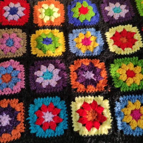 ハンドメイド かぎ針編み フラワーモチーフ 編み物 デイジー グラニー