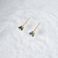 【天然石ロンドンブルートパーズのシンプルな一粒スタッドピアス】4mm / 青 /サージカルステンレス/つけっぱなしok 6枚目の画像