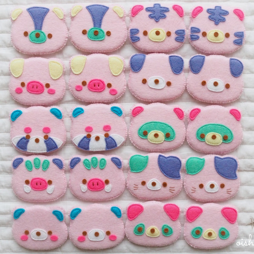 フェルト＊動物絵合わせ（ピンクver.）知育玩具 おもちゃ・人形 oishii 
