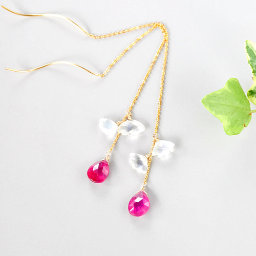 14kgf/ルビーxレインボームンストーンカービングアメリカンチェーン