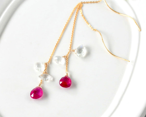 14kgf/ルビーxレインボームンストーンカービングアメリカンチェーン