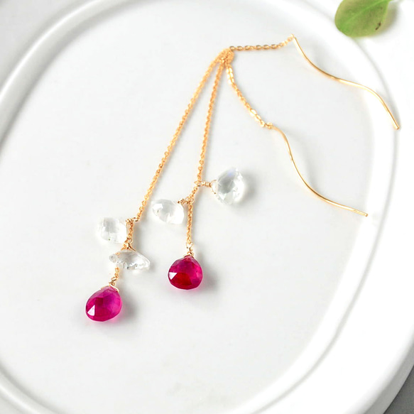 14kgf/ルビーxレインボームンストーンカービングアメリカンチェーン