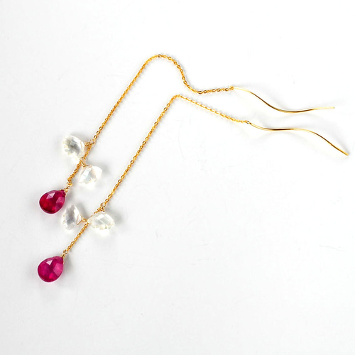 トイプーママ❤️カラー翡翠　カービング　5Aルビーオパール　14kgfピアス トイプーママ❤️カラー翡翠 カービング 5Aルビーオパール 14kgfピアス