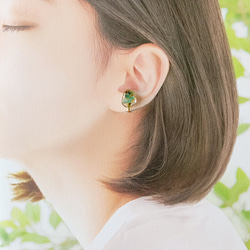 中性【五月誕生石】翡翠單耳環/帶來好運的耳環 第7張的照片