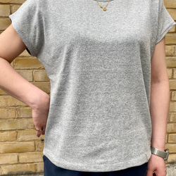 デコルテ美人なフレンチスリーブTシャツ/杢グレー 2枚目の画像