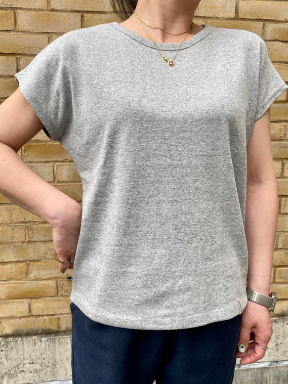 デコルテ美人なフレンチスリーブTシャツ/杢グレー 2枚目の画像