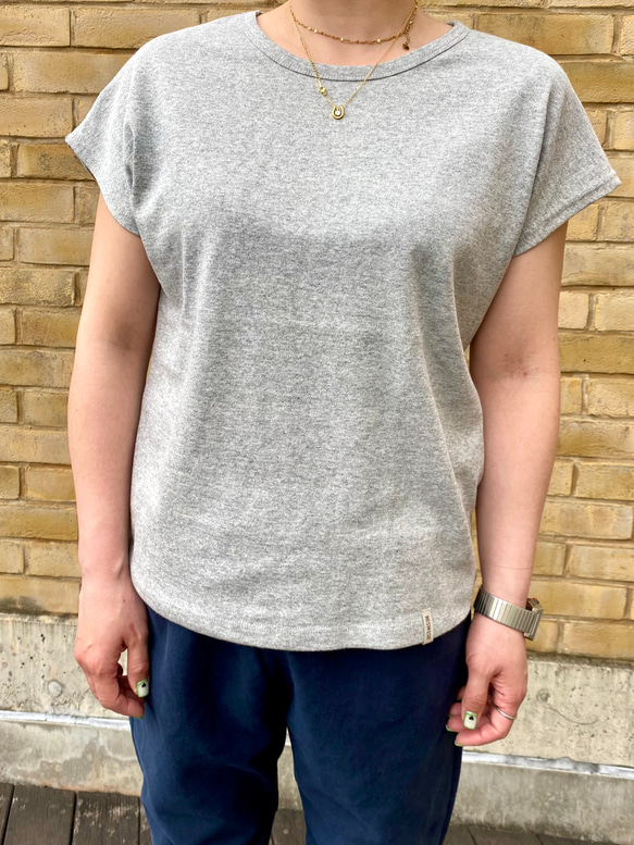 デコルテ美人なフレンチスリーブTシャツ/杢グレー 5枚目の画像