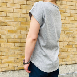 デコルテ美人なフレンチスリーブTシャツ/杢グレー 4枚目の画像