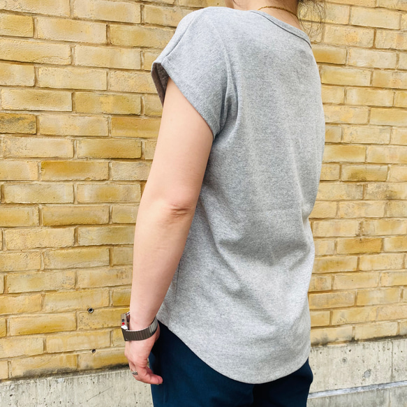 デコルテ美人なフレンチスリーブTシャツ/杢グレー 4枚目の画像