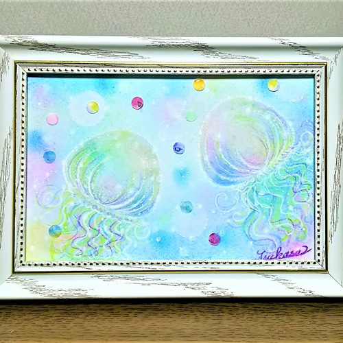パステルアート クラゲの彩りと海の光 パステル原画 絵画 T's Arts