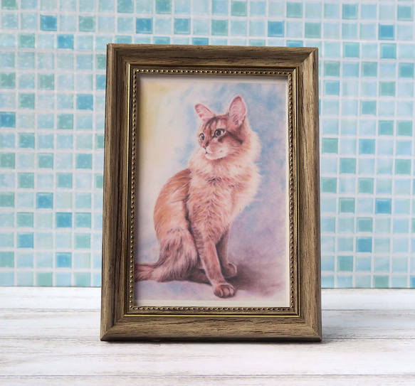 ポストカード猫パステル画３枚セット〈凛々しいお座り姿の猫様たち〉 6枚目の画像