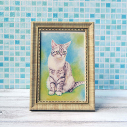 ポストカード猫パステル画３枚セット〈凛々しいお座り姿の猫様たち〉 5枚目の画像