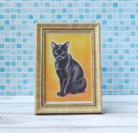 ポストカード猫パステル画３枚セット〈凛々しいお座り姿の猫様たち〉 7枚目の画像
