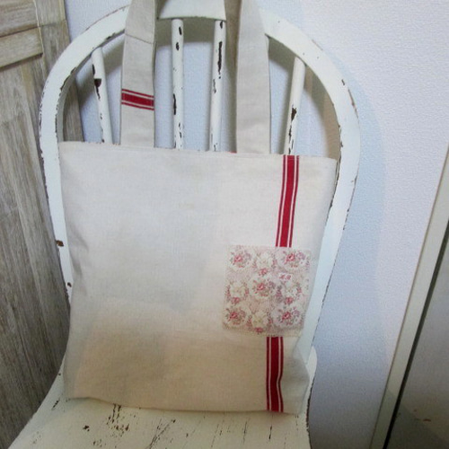 薔薇文字イニシャル刺繍 リネンとフレンチアンティーク19世紀花柄