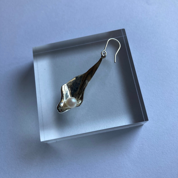 melty petal pierce/earring【silver925】パール　淡水パール　花びら　シルバー　 7枚目の画像